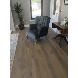 Warm brown wood floor in a sitting room