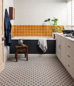 bright yellow bathroom tiles
