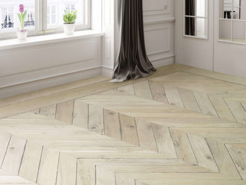 Chevron oak floor